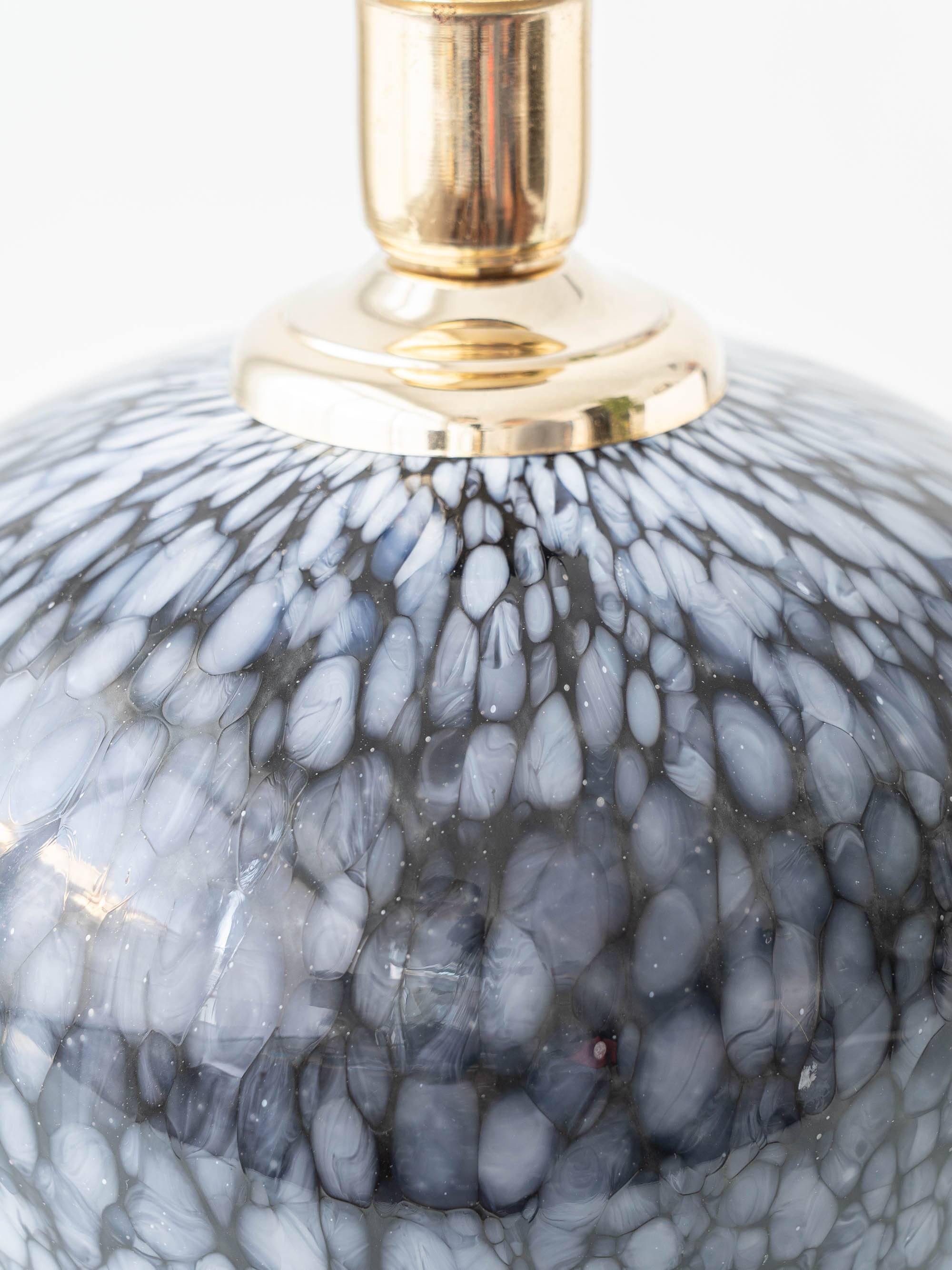 Venini Murano Glass Table Lamp, Black and White Spotted, Italy, circa 1970s