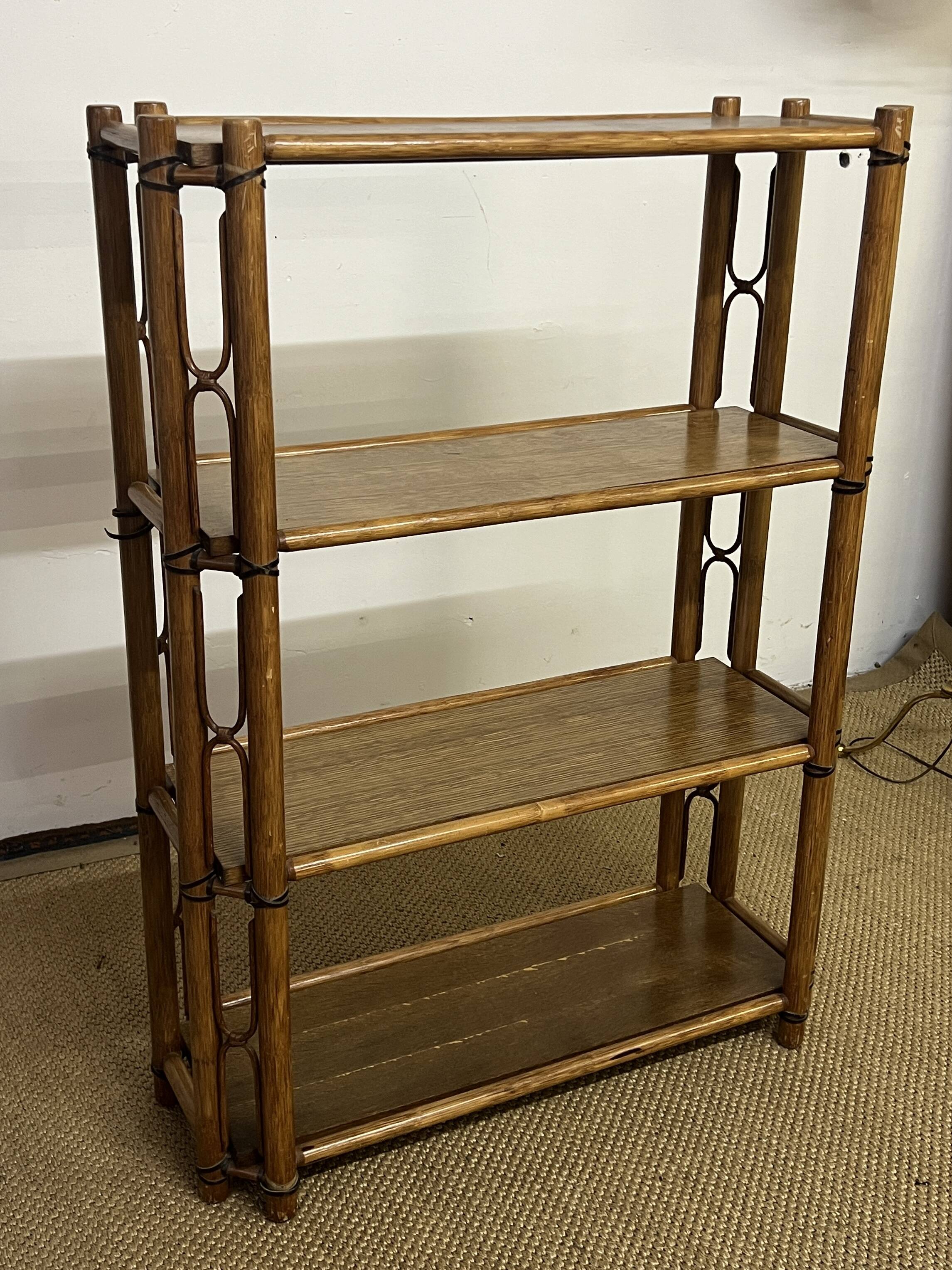 Bamboo and wood bookcase shelf, 1960