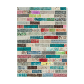 Hand-knotted turkish vintage 170 cm x 238 cm multicolor patchwork carpet