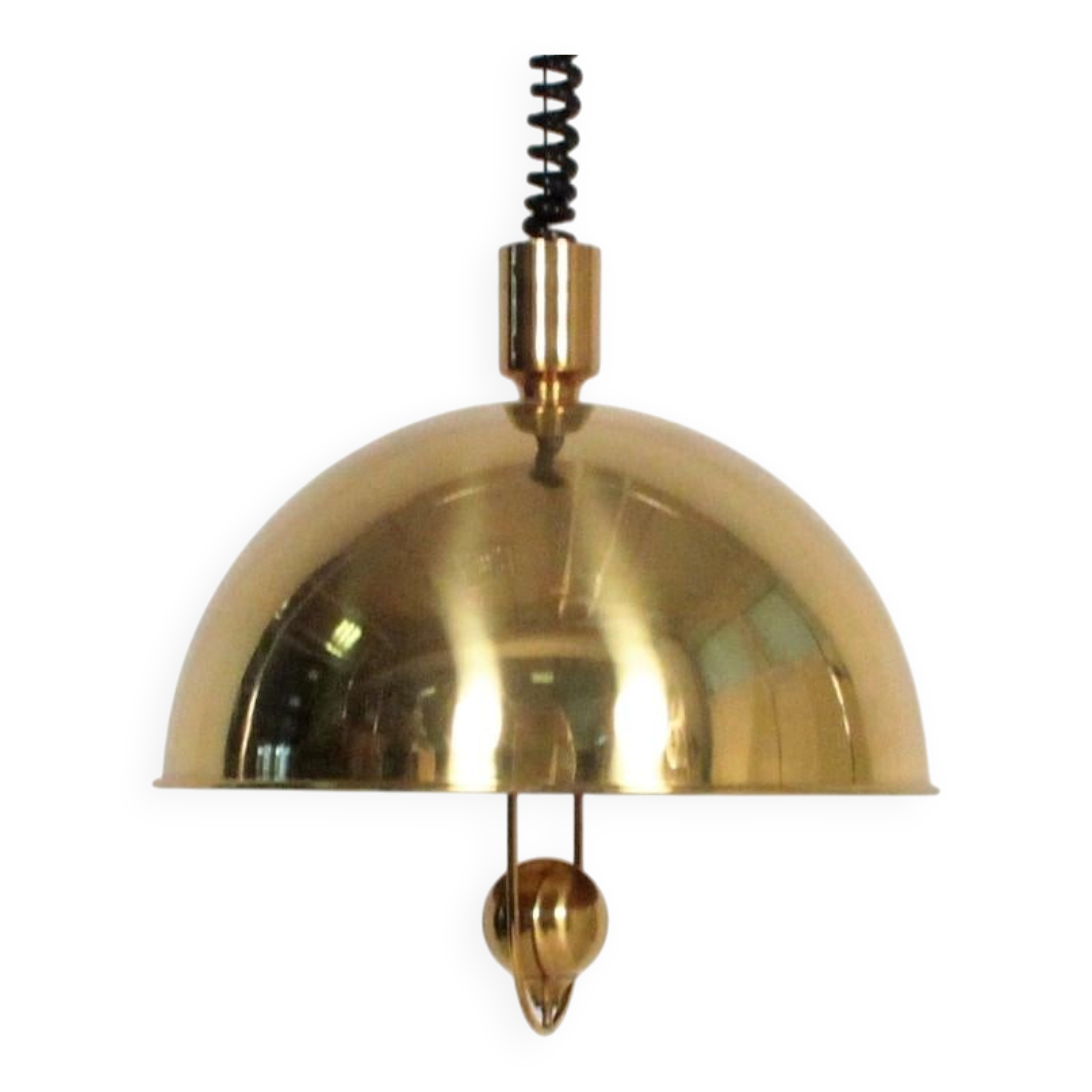 Florian Schulz Brass Pendant with Lights, Germany, 1970