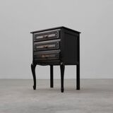 Commode de style Louis XV en chêne laqué noir, France, années 1950