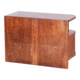 Restored walnut artdeco small cabinet, chrome-plated steel, czechia, 1930s