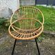 Fauteuil en rotin vintage pieds metal