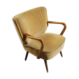 armchair 50s 60s original velvet golden yellow