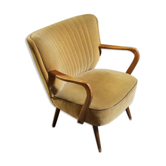 armchair 50s 60s original velvet golden yellow
