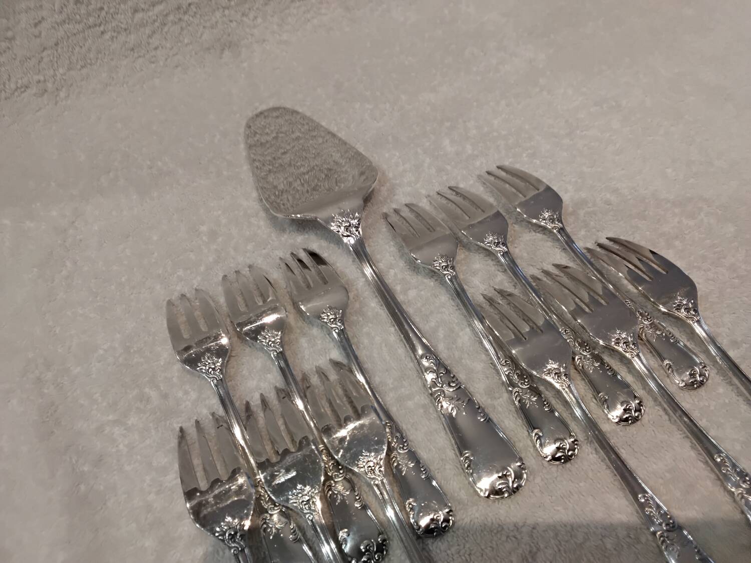 Frionnet rocaille silver metal cake forks 12 cake forks