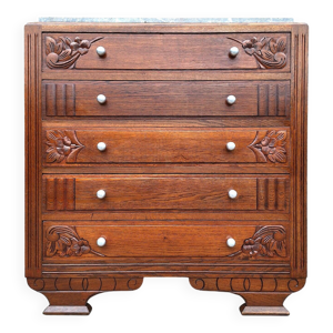 Commode art déco, meuble - plateau marbre
