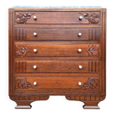 Art Deco commode, vintage antique piece with marble top.