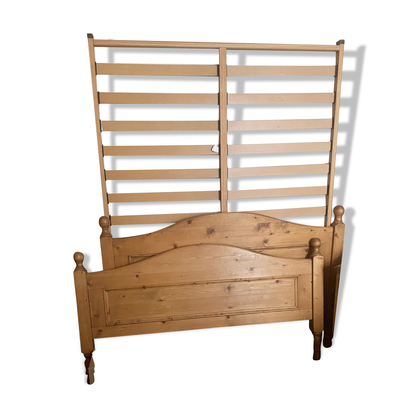 Vintage pine interior bed for two people