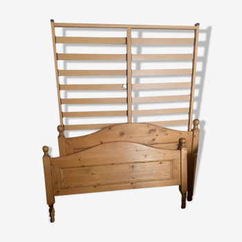 Vintage pine interior bed for two people