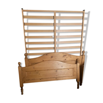 Vintage pine interior bed for two people