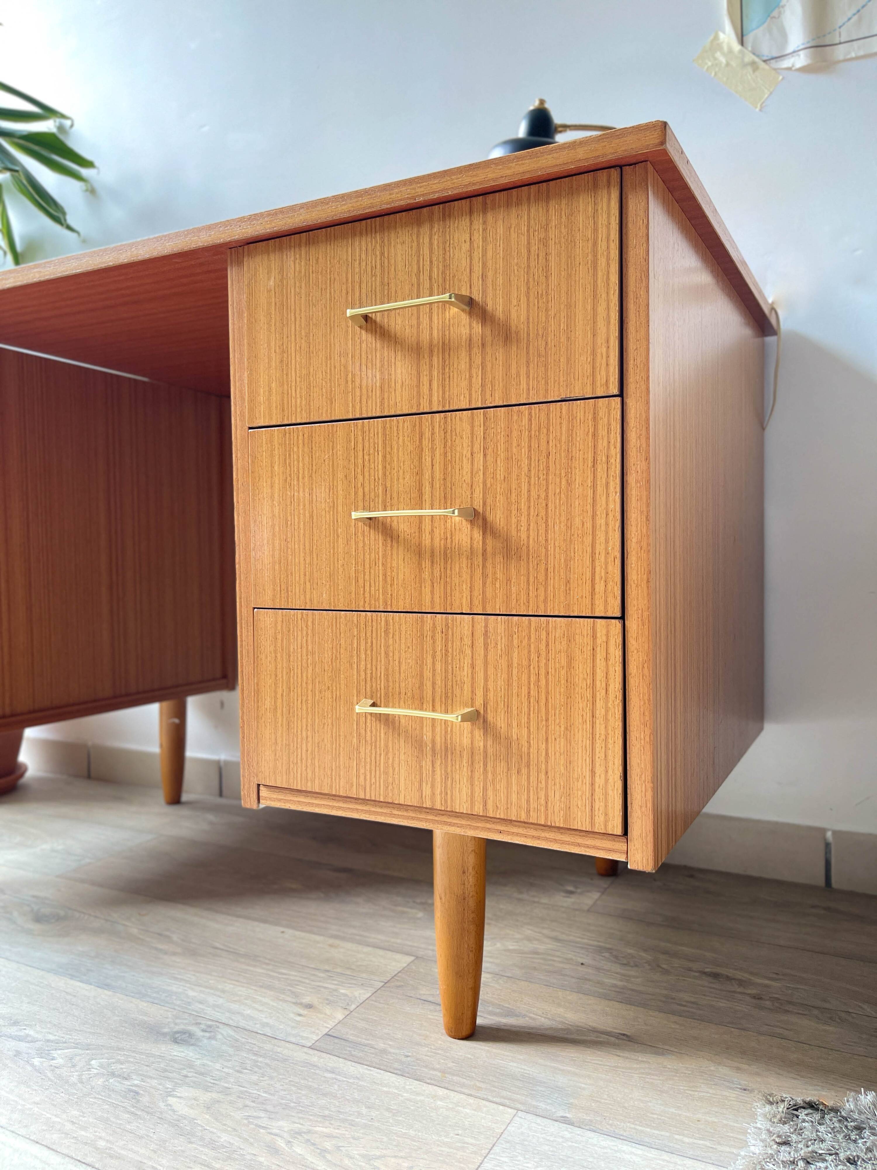 Vintage Scandinavian Formica Desk with 3 Drawers from the 70s