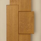 Pair of handcrafted Modernist wall lights in solid wood (oak) Circa 1980
