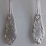 Cutlery set of 11 forks and 11 spoons in silver-plated metal, SFAM brand - Louis XVI model