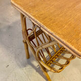 Rattan magazine holder table