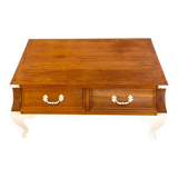 Table basse vintage en teck avec pieds en acier
