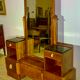 Dressing table art deco 1920 walnut magnifying glass portor marble