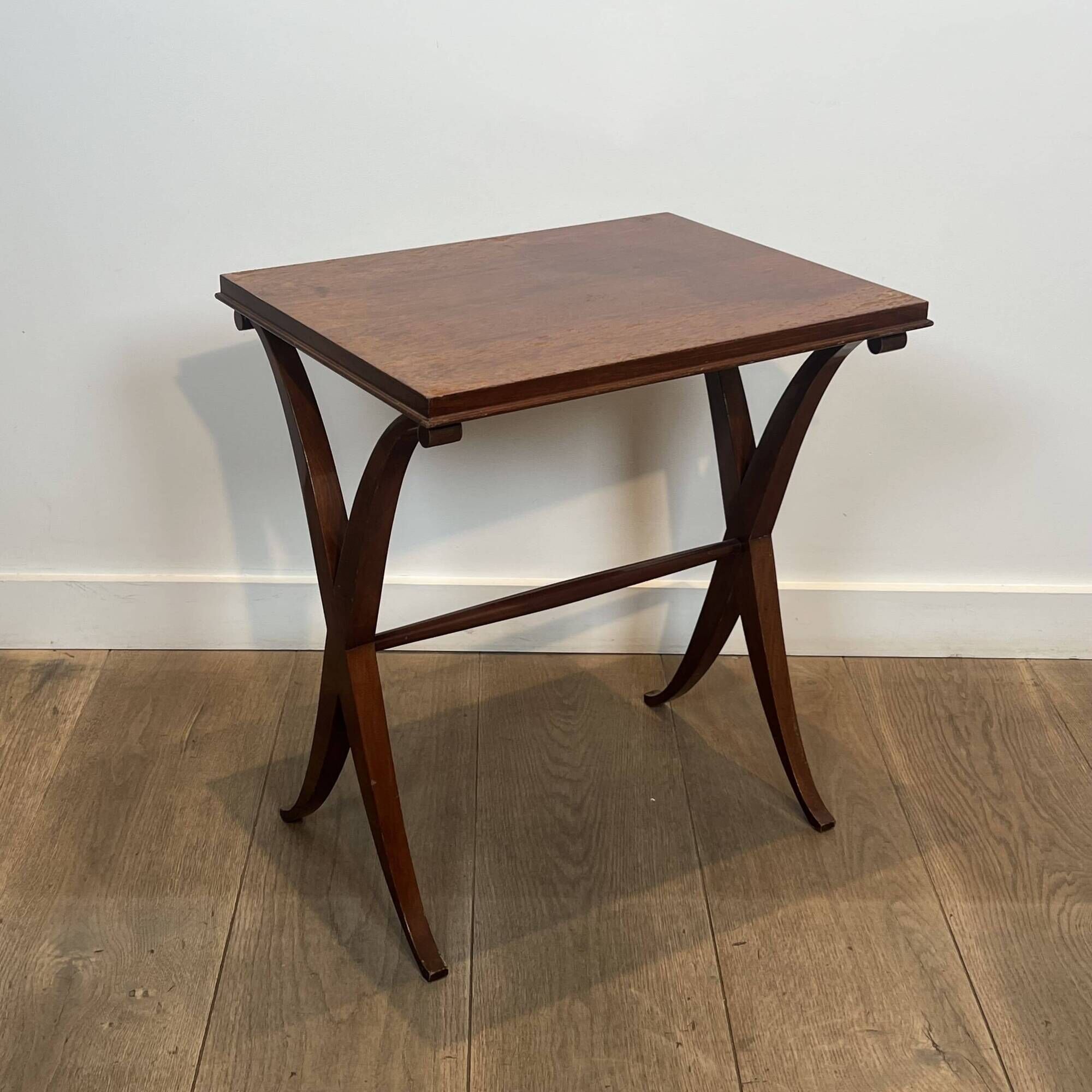 Pair of Mahogany Side Tables with X-shaped Legs. French Work. Circa.