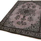 Hand-knotted carved anatolian 1970s 173 cm x 244 cm black carpet