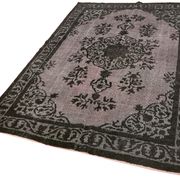 Hand-knotted carved anatolian 1970s 173 cm x 244 cm black carpet