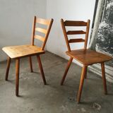 Pair of solid wood bistro chairs