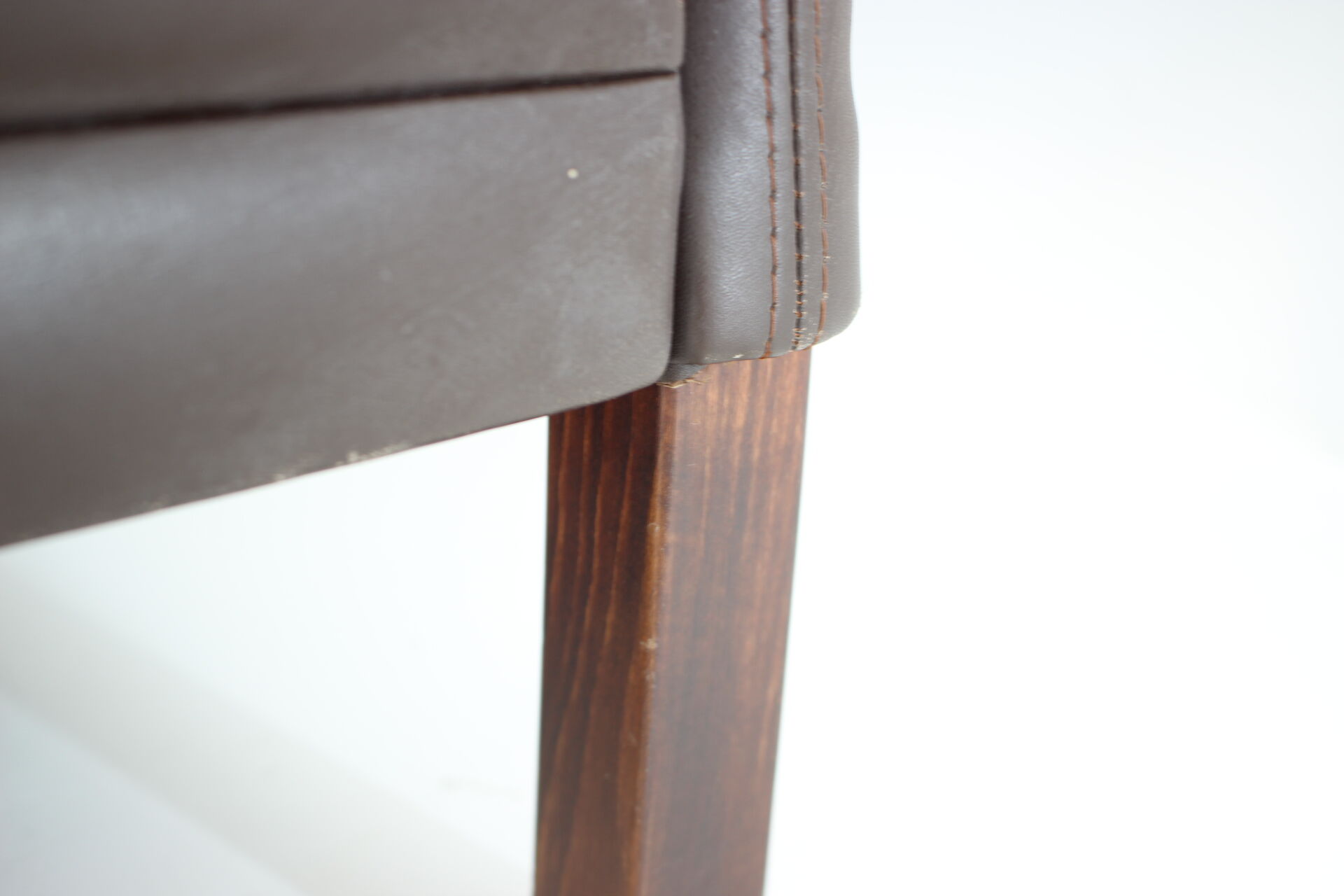 1970s danish brown leather 3-seater sofa