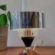 Wooden table lamp with chrome finish, 1950s