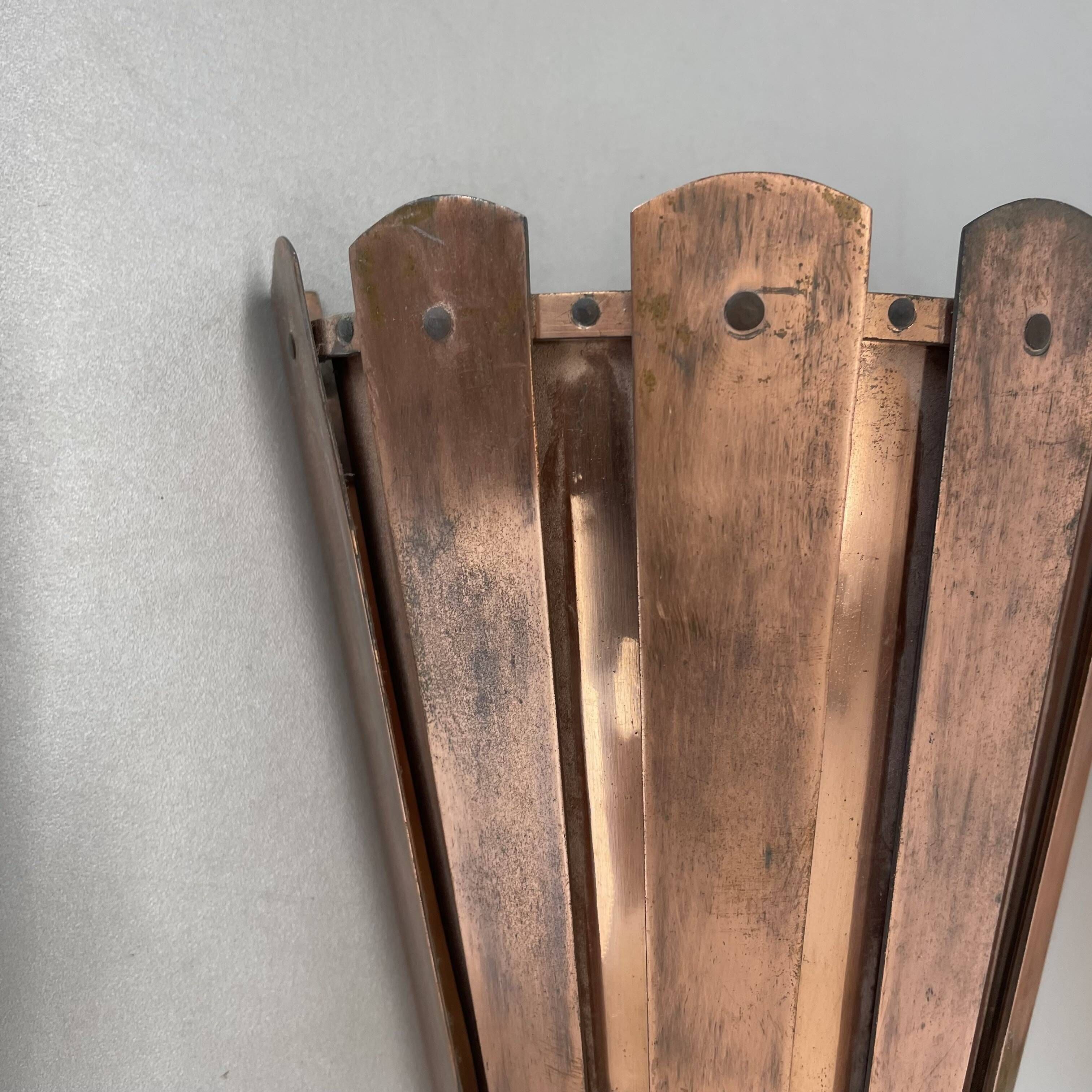 set of 2 copper 25cm Gio Ponti Style Theatre Wall Light Sconces, Italy 1950