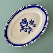 Ravier vintage motif fleurs bleues
