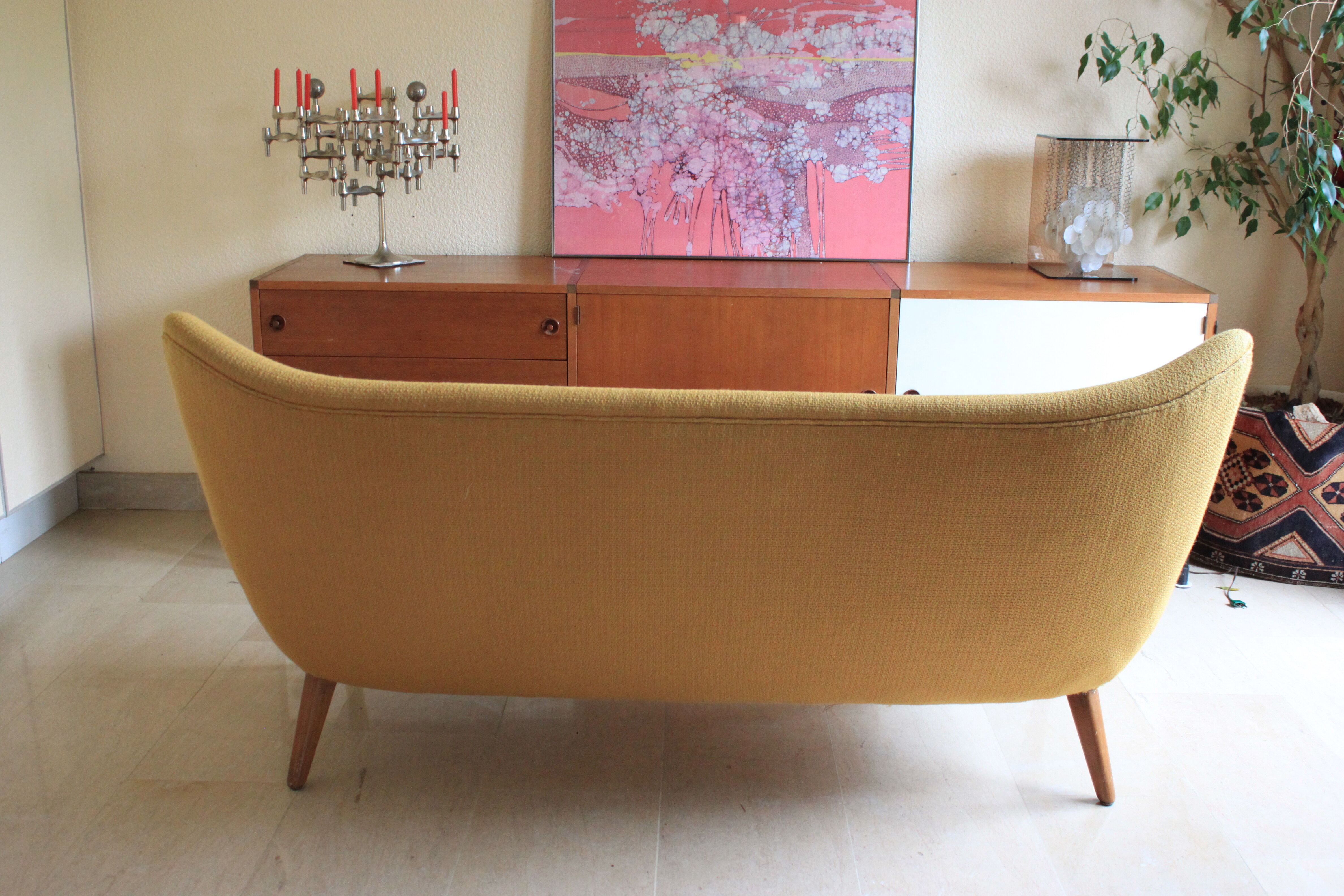 Danish sofa egg years free forms, vintage yellow