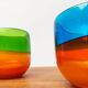 Set of 2 vintage German coloured glass bowls by Eisch.