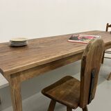 Farmhouse table with spindle legs in solid beech and ash