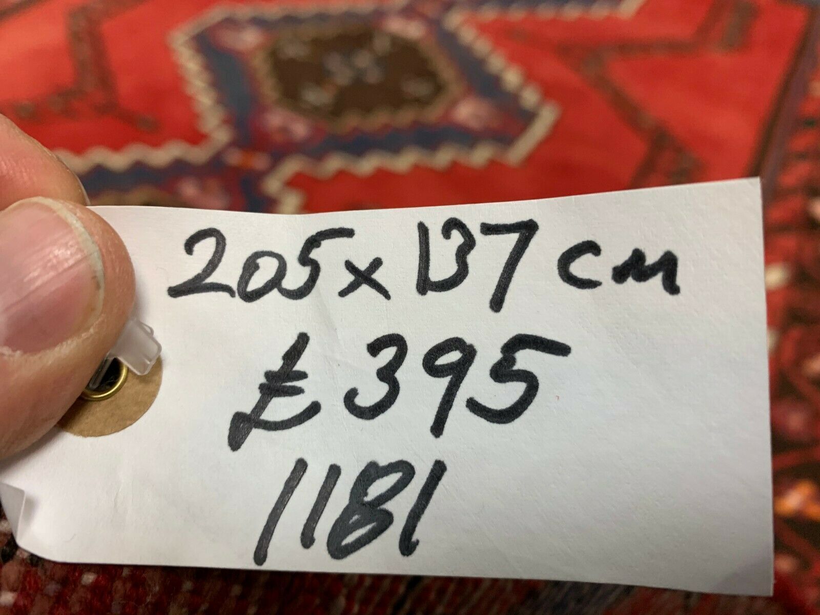 Vintage Tribal Rug 205x137 cm Wool Oriental Hand Made Rug Red, Navy