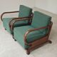 Paire de fauteuils Art déco vert par Jindrich Halabala, Prague 1930