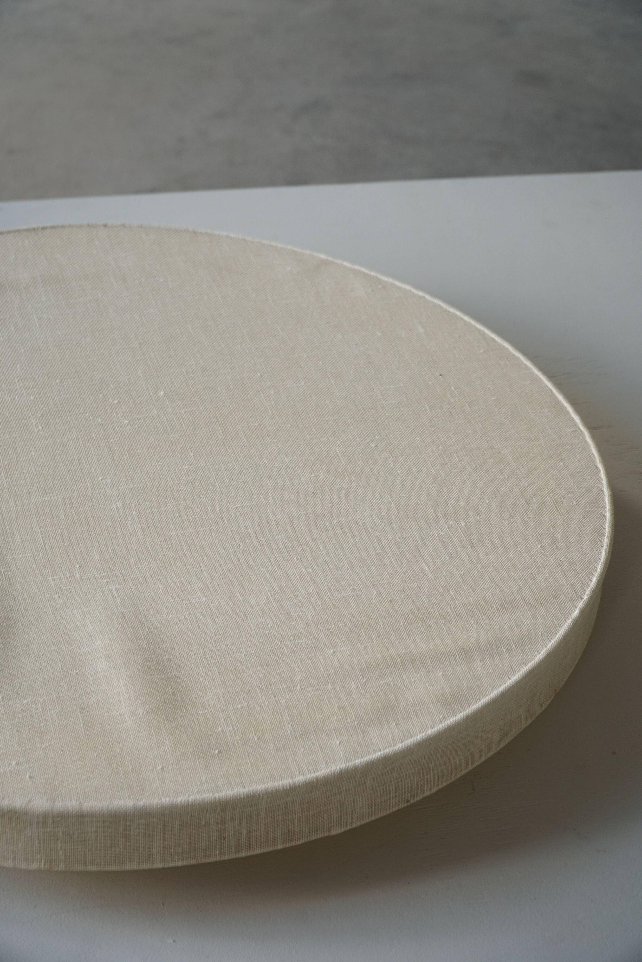 Mid-Century Modern, large round ceiling light in linen, Sweden, 1960s