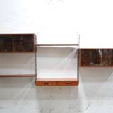 Vintage modular wall shelf in metal and wood