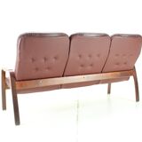 1980 Three-Seater Leather Sofa, Tone Czechoslovakia