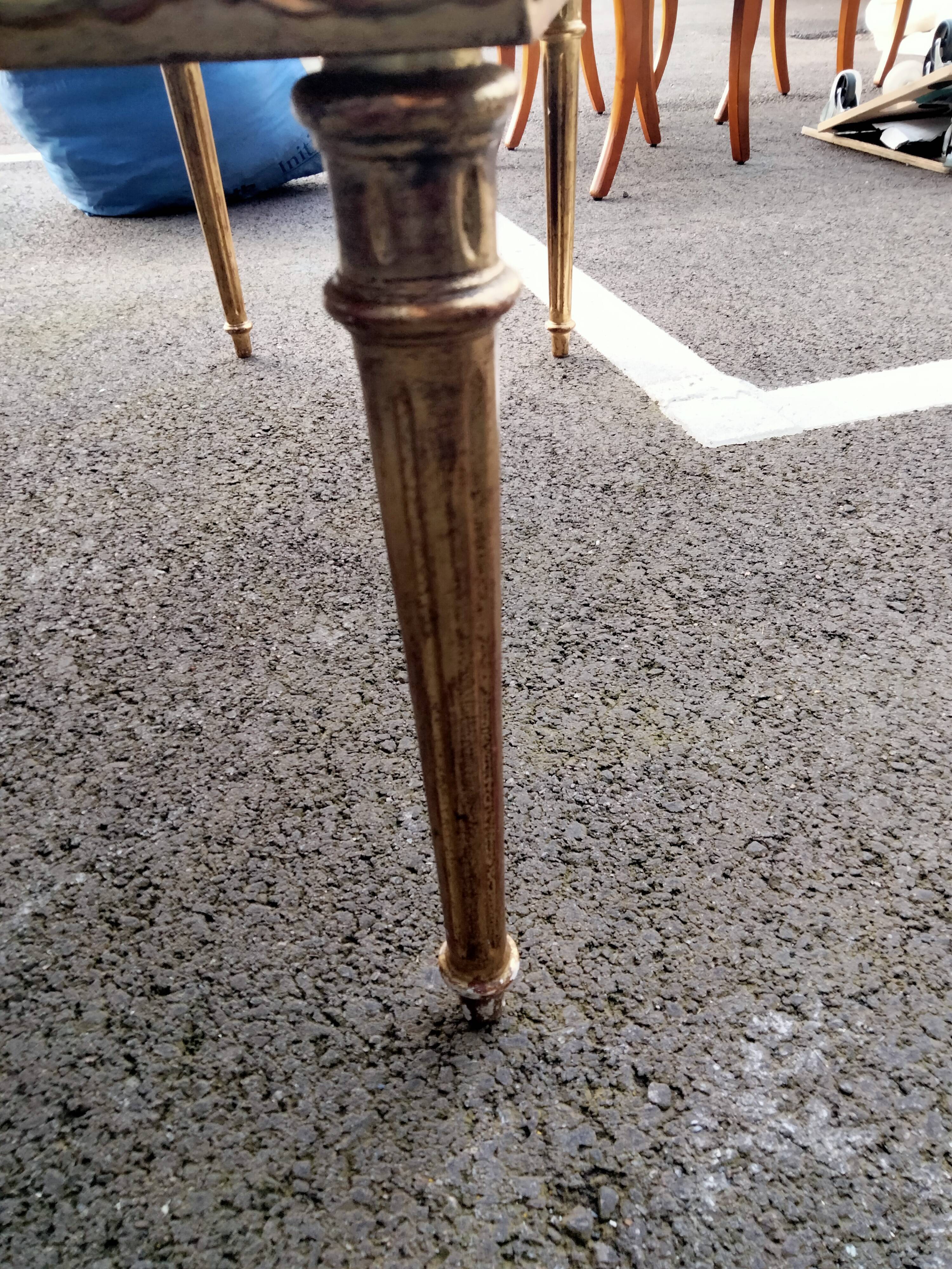 Coffee table gilded wood old marble top side table