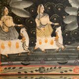 Tableau à la gouache sur tissu indien