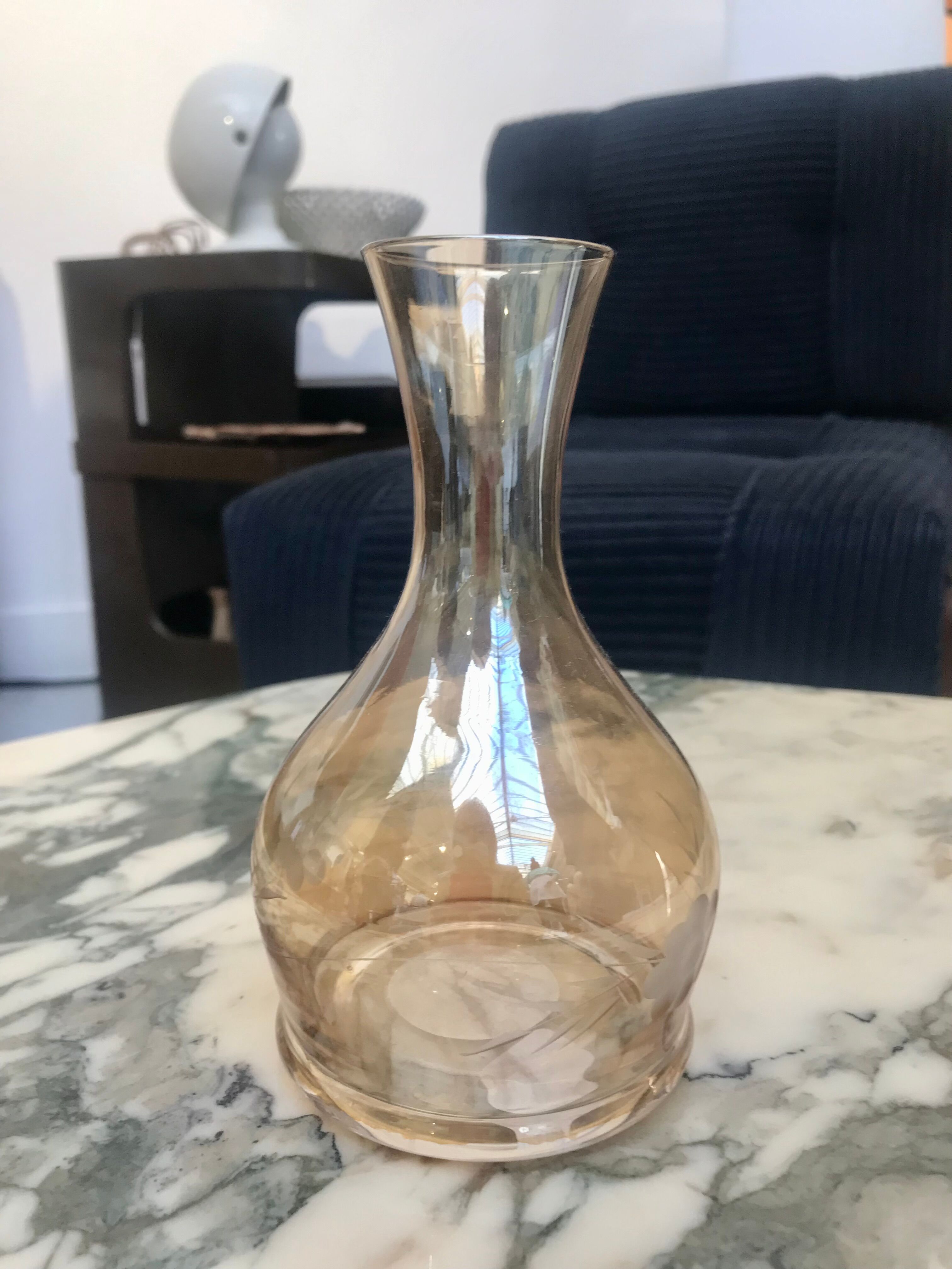 Engraved glass vase
