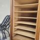 Antique 1950s double sliding door filing cabinet with curtains