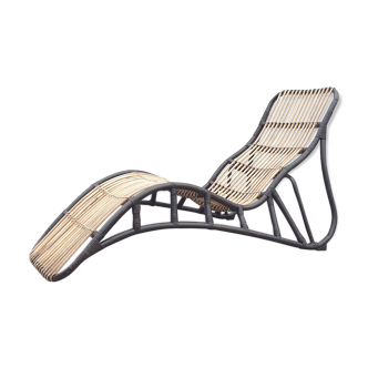 Chaise rattan two-tone organic form, 1950 s