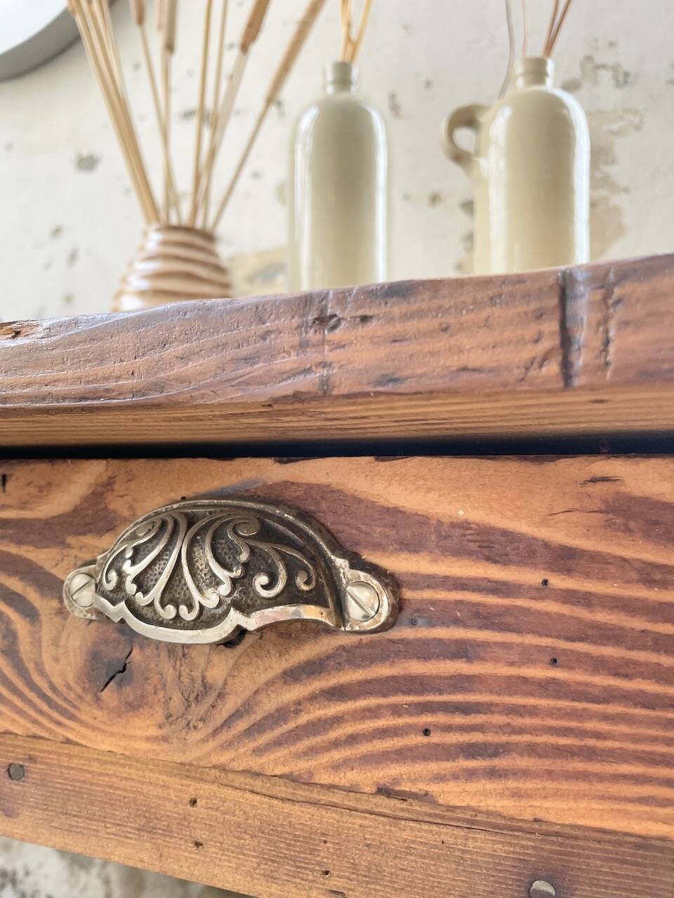 Drapery console table in pine