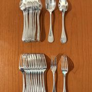 Christofle pearls, dessert cutlery 12 forks 12 spoons 17cm