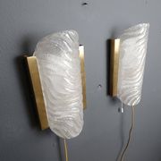 Pair of brass and glass wall lights by Fischer Leuchten, 1960s