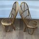 Paire de chauffeuses vintage en rotin 1960