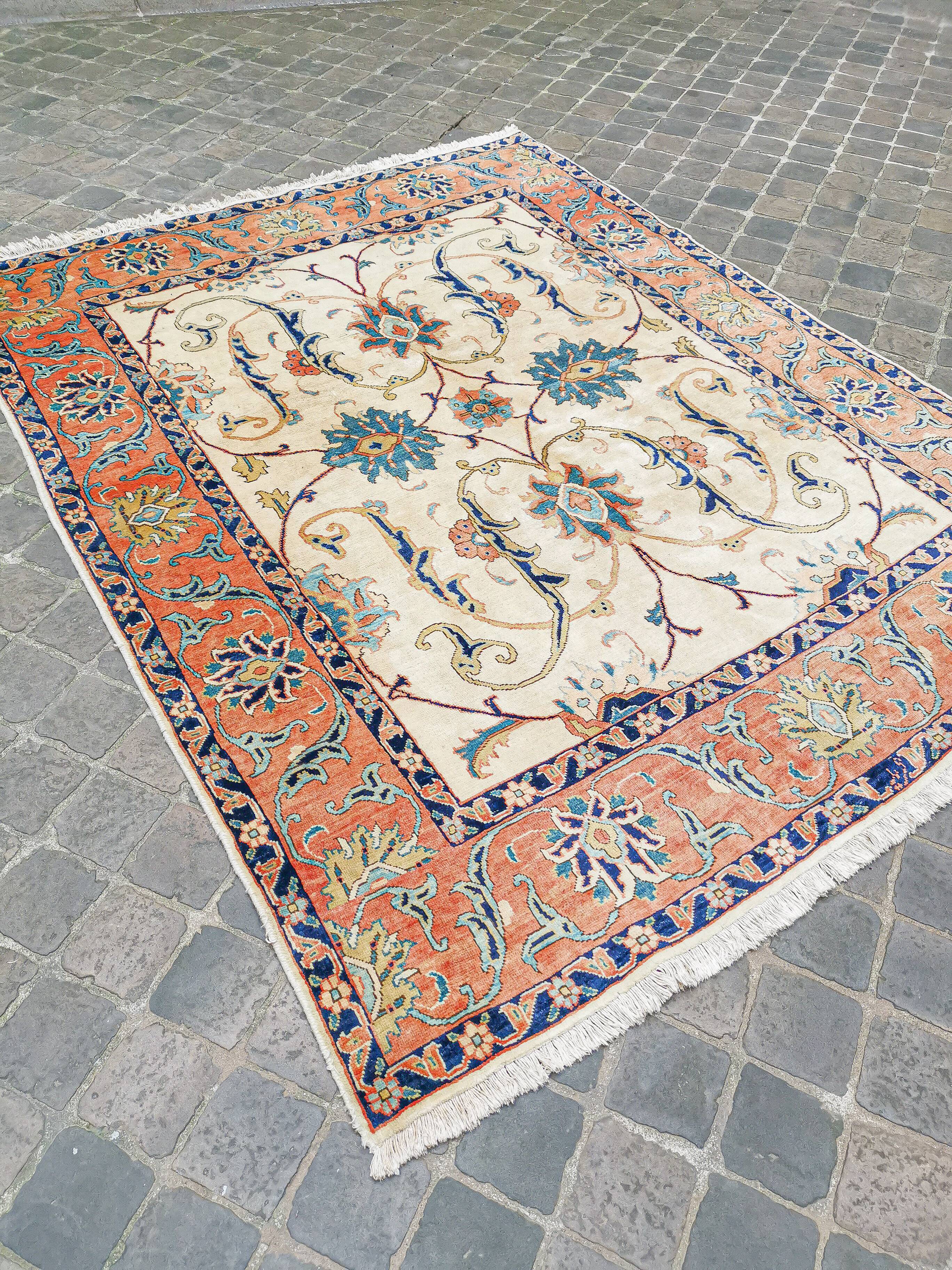 Heriz handmade Persian vintage oriental rug 240 x 195 cm