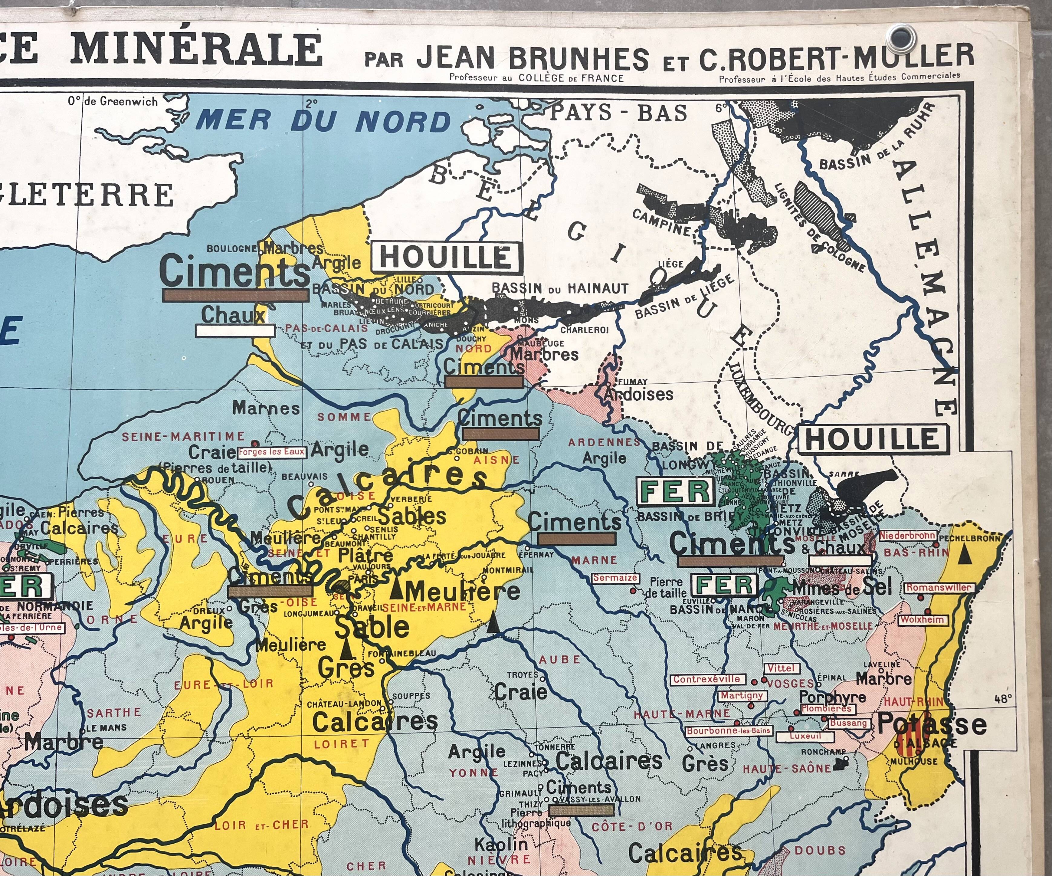 Old school map Hatier Brunhes 32, 1940 - Mineral France