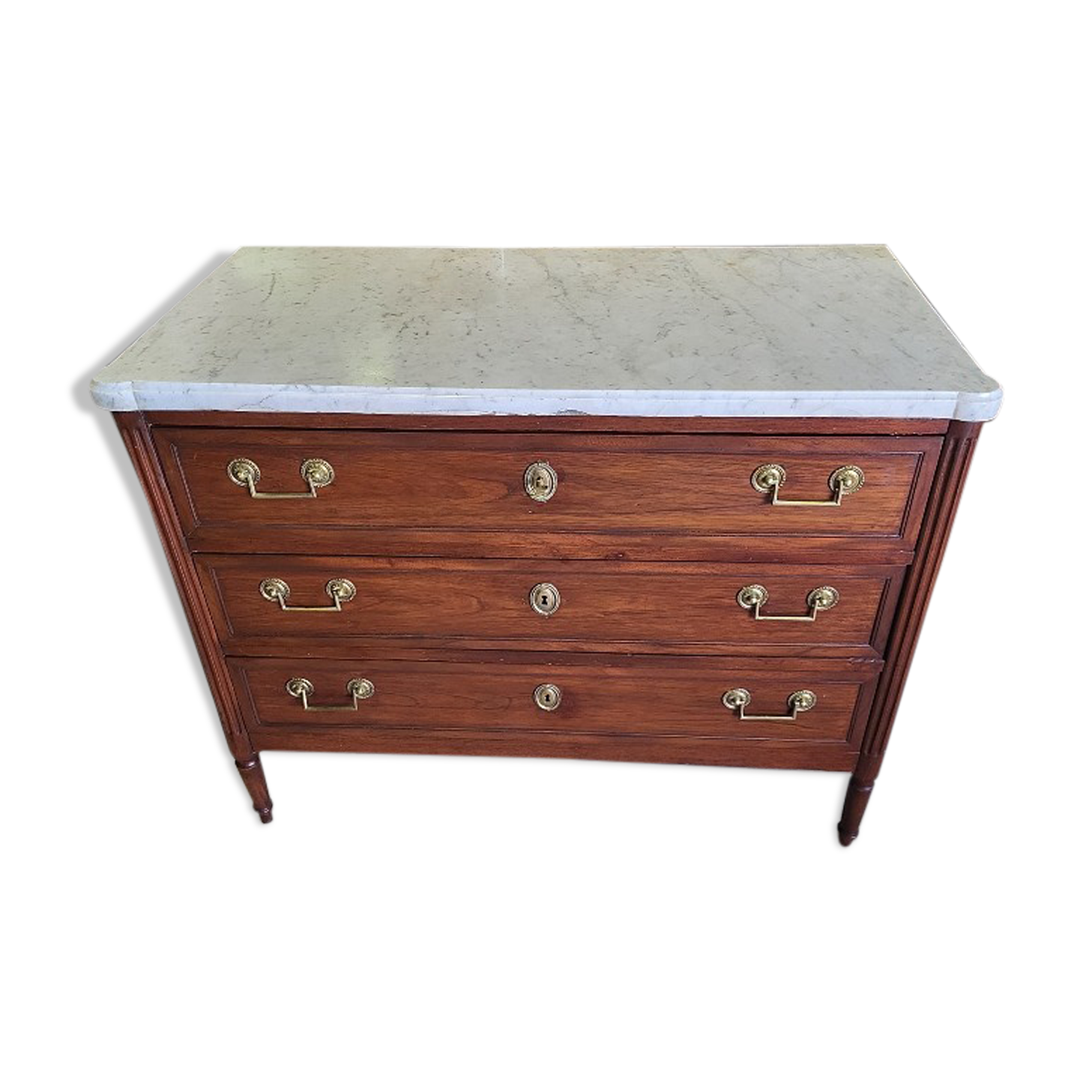 Chest of drawers Louis XVI in mahogany marble top of the XIXth century