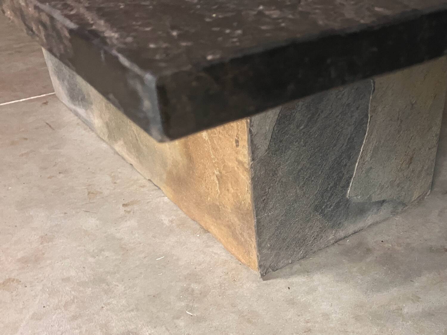 Brutalist Slate coffee table 1970s vintage